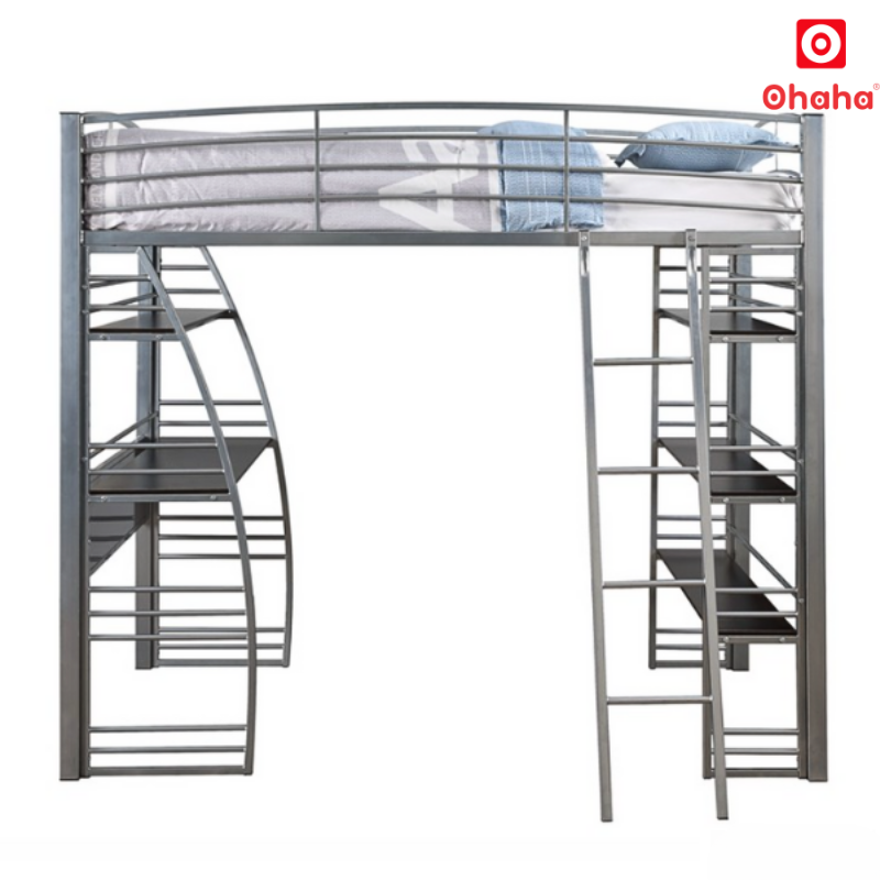 Giường tầng thông minh khung sắt có bàn học Ohaha - GTS007