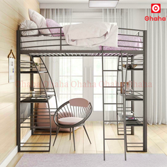 Giường tầng thông minh khung sắt có bàn học Ohaha - GTS007