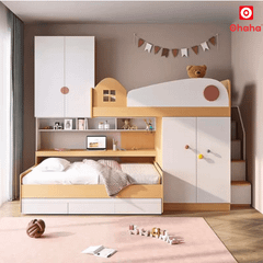 Giường tầng thông minh cao cấp Ohaha 2 tủ áo - GTCC024