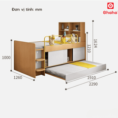 Giường tầng thông minh trẻ em có tủ áo Ohaha - GTTM032
