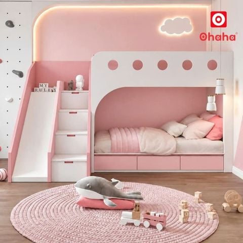 Giường tầng thông minh có cầu trượt cho bé OHAHA - GTTM089