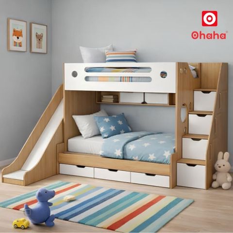 Giường tầng thông minh có cầu trượt cho bé OHAHA - GTTM090