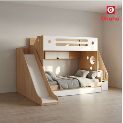 Giường tầng thông minh có cầu trượt cho bé OHAHA - GTTM090