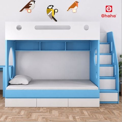 Giường tầng thông minh hiện đại Ohaha kèm cầu thang hộc - GTTM049