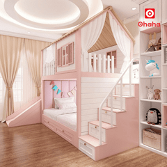 Giường tầng thông minh hiện đại hình ngôi nhà cho bé OHAHA - GTTM077