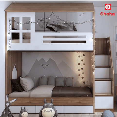 Giường tầng thông minh hiện đại hình ngôi nhà OHAHA - GTTM060