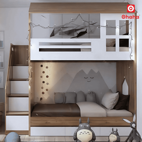 Giường tầng thông minh hiện đại hình ngôi nhà OHAHA - GTTM060