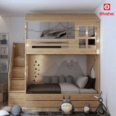 Giường tầng thông minh hiện đại hình ngôi nhà OHAHA - GTTM060