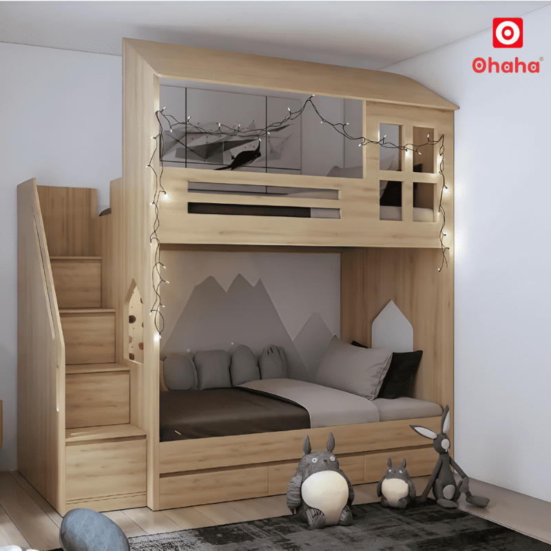 Giường tầng thông minh hiện đại hình ngôi nhà OHAHA - GTTM060