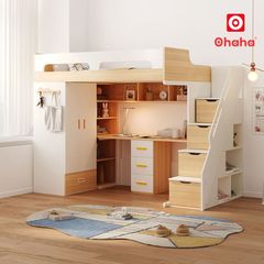 Giường tầng thông minh kết hợp tủ quần áo và bàn học OHAHA - GTTM087
