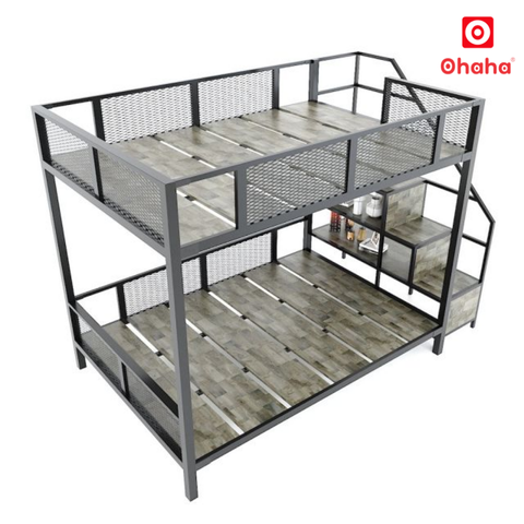 Giường Tầng Thông Minh Khung Sắt Gỗ Cao Su OHAHA - GTS057