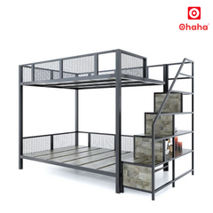 Giường Tầng Thông Minh Khung Sắt Gỗ Cao Su OHAHA - GTS057
