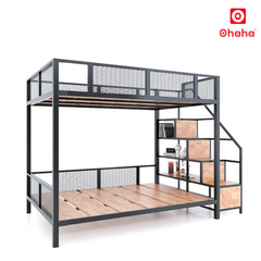 Giường Tầng Thông Minh Khung Sắt Gỗ Cao Su OHAHA - GTS057