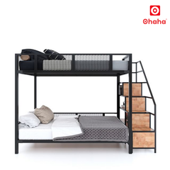 Giường Tầng Thông Minh Khung Sắt Gỗ Cao Su OHAHA - GTS057