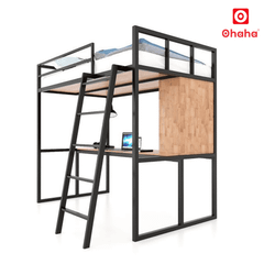 Giường Tầng Thông Minh Khung Sắt Gỗ Cao Su OHAHA - GTS058