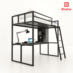 Giường Tầng Thông Minh Khung Sắt Gỗ Cao Su OHAHA - GTS058