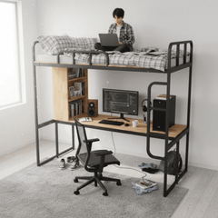 Giường Tầng Thông Minh Khung Sắt Gỗ Cao Su OHAHA - GTS059