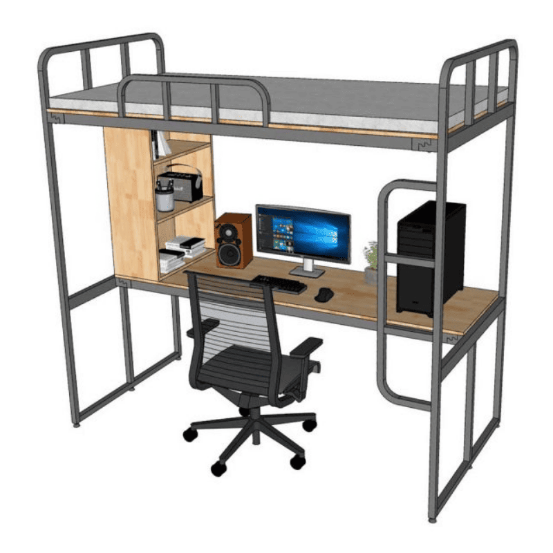 Giường Tầng Thông Minh Khung Sắt Gỗ Cao Su OHAHA - GTS059