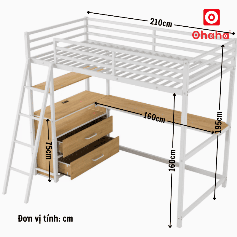 Giường Tầng Thông Minh Khung Sắt OHAHA - GTS051