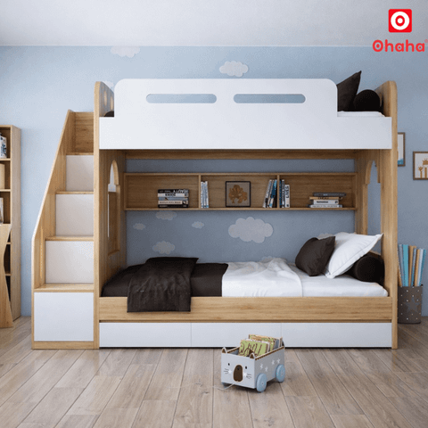 Giường tầng thông minh hiện đại cao cấp Ohaha kèm cầu thang hộc - GTHĐ003