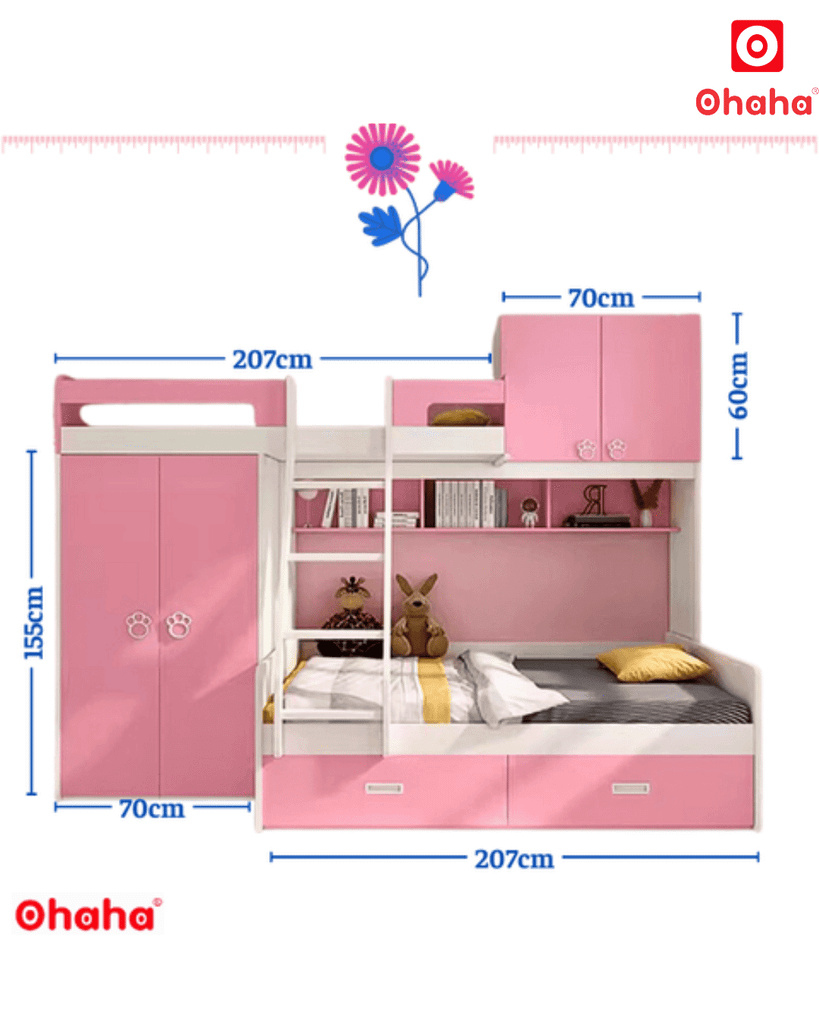 Giường tầng thông minh Ohaha kết hợp tủ áo - GTTM002
