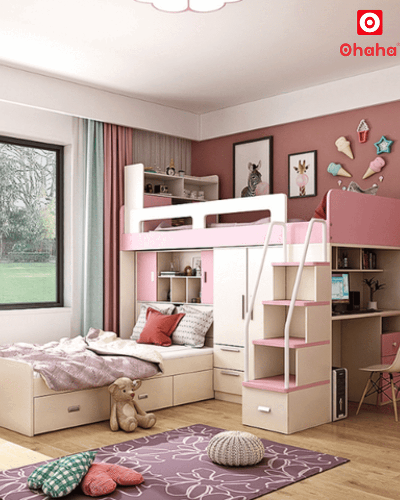 Giường tầng thông minh Ohaha kết hợp tủ và bàn học - GTTM003