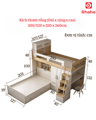 Giường tầng thông minh Ohaha kết hợp tủ và bàn học - GTTM003