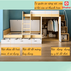 Giường tầng thông minh Ohaha kết hợp tủ áo - GTTM013