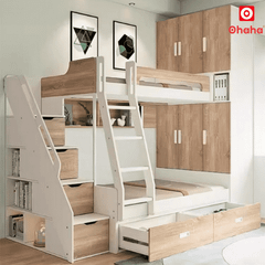 Giường tầng thông minh Ohaha kết hợp tủ áo và kệ sách - GTTM015