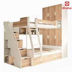 Giường tầng thông minh Ohaha kết hợp tủ áo và kệ sách - GTTM015