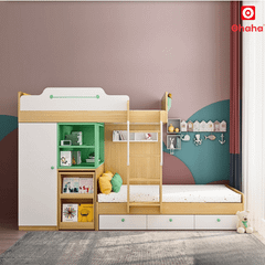 Giường tầng thông minh Ohaha kết hợp tủ áo và bàn học - GTTM016