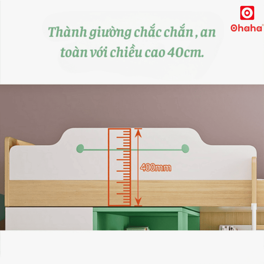 Giường tầng thông minh Ohaha kết hợp tủ áo và bàn học - GTTM016