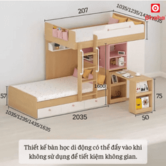 Giường tầng thông minh Ohaha kết hợp tủ áo và bàn học - GTTM016