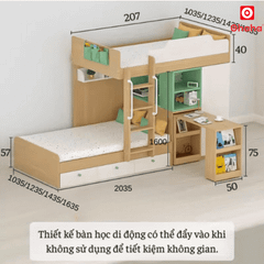 Giường tầng thông minh Ohaha kết hợp tủ áo và bàn học - GTTM016