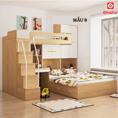 Giường tầng thông minh Ohaha kết hợp tủ áo và bàn học - GTTM017