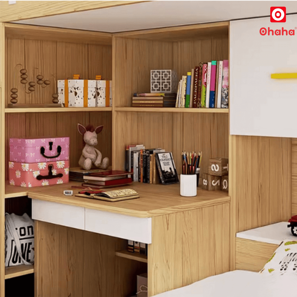 Giường tầng thông minh Ohaha kết hợp tủ áo và bàn học - GTTM017