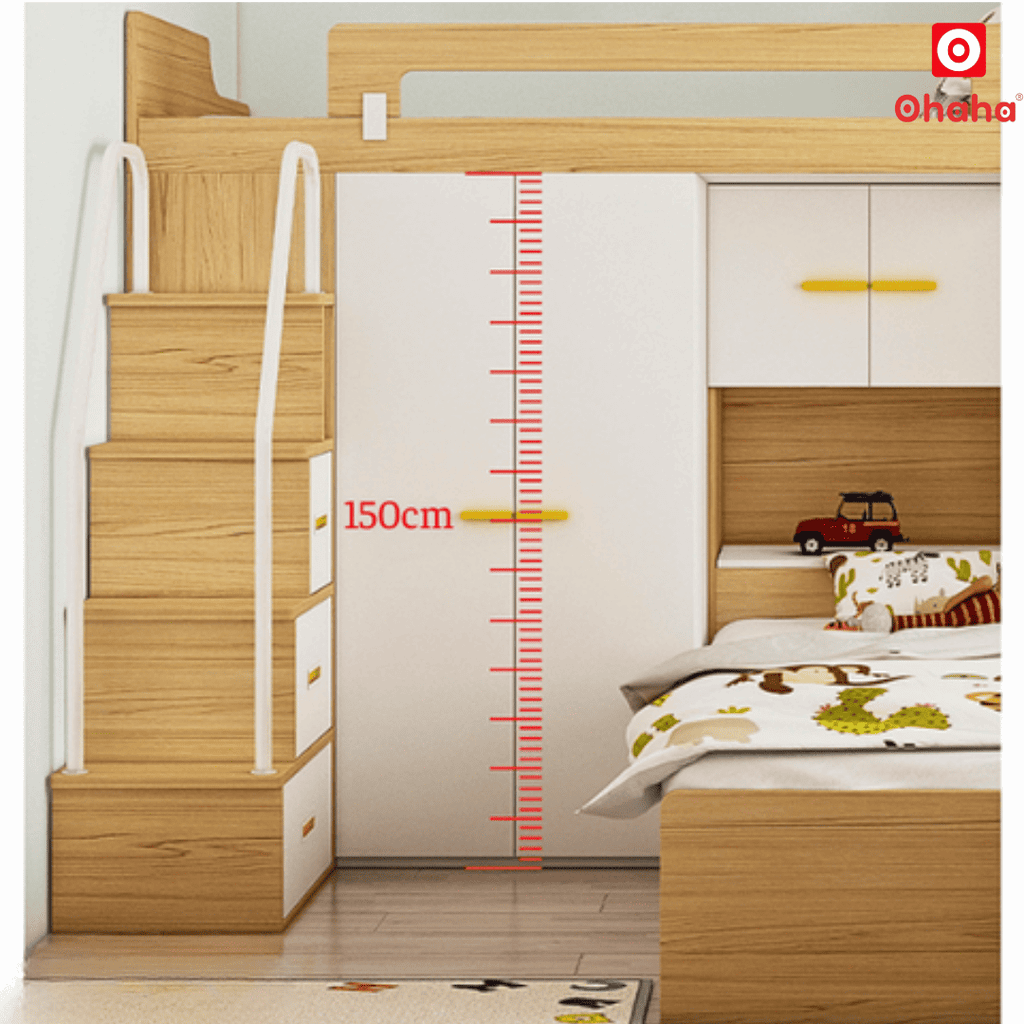 Giường tầng thông minh Ohaha kết hợp tủ áo và bàn học - GTTM017