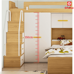 Giường tầng thông minh Ohaha kết hợp tủ áo và bàn học - GTTM017