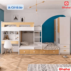 Giường tầng thông minh Ohaha có tủ áo và bàn học - GTTM025