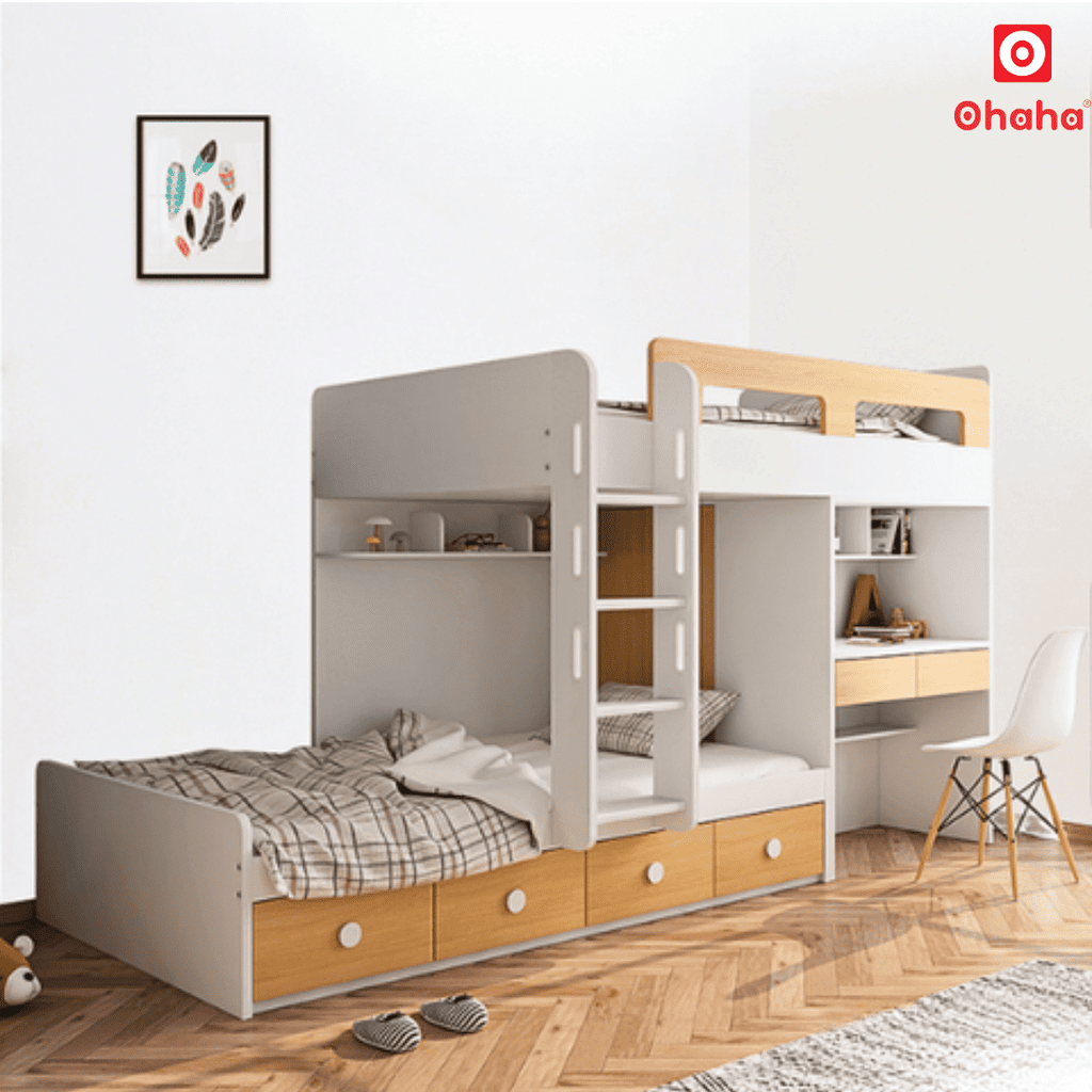 Giường tầng thông minh Ohaha có tủ áo và bàn học - GTTM025