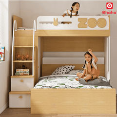 Giường tầng thông minh Ohaha có tủ áo và kệ trang trí - GTTM028