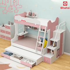 Giường 3 tầng thông minh Ohaha có bàn học và tủ áo - GTTM031
