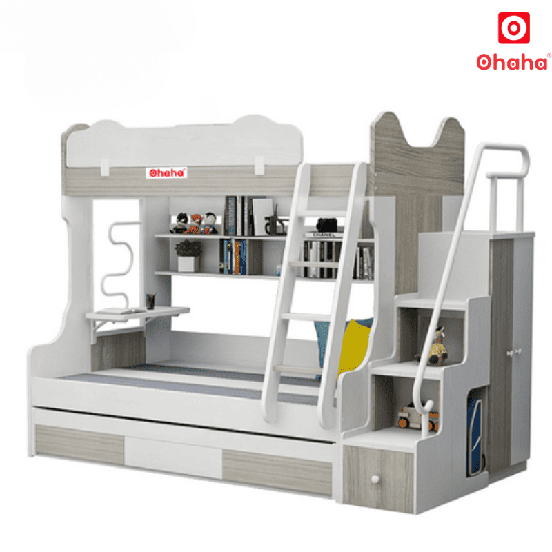 Giường 3 tầng thông minh Ohaha có bàn học và tủ áo - GTTM031