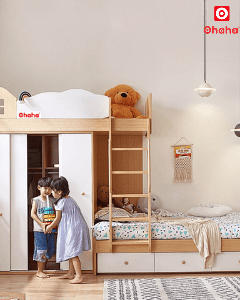 Giường tầng thông minh có tủ áo Ohaha - GTTM033