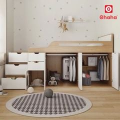 Giường tầng thông minh tích hợp tủ quần áo hiện đại OHAHA - GTTM086