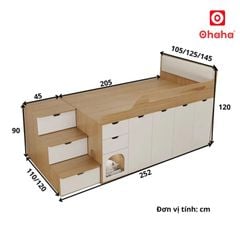 Giường tầng thông minh tích hợp tủ quần áo hiện đại OHAHA - GTTM086