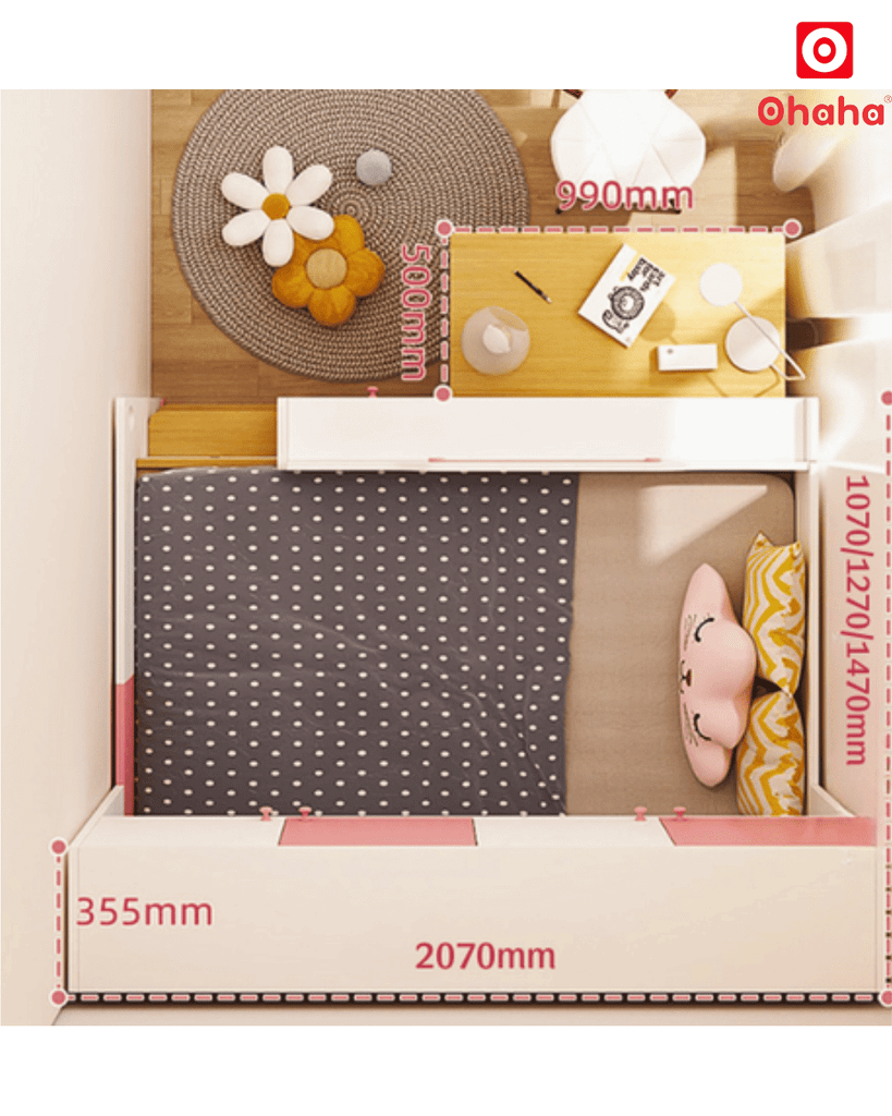Giường tầng thông minh xếp gọn Ohaha có bàn học - GTXG010
