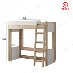 Giường tầng thông minh Ohaha kết hợp tủ áo và bàn học - GTTM048