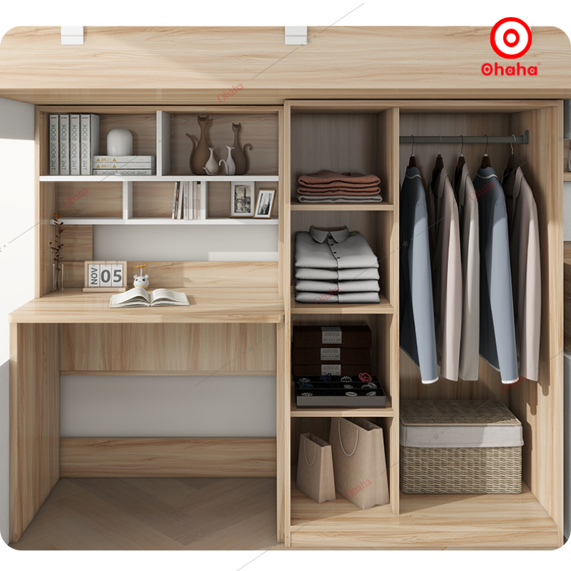 Giường tầng thông minh Ohaha kết hợp tủ áo và bàn học - GTTM048