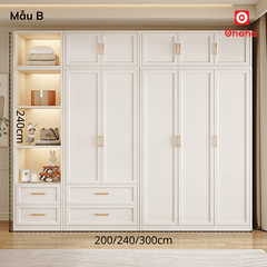 Tủ quần áo gỗ công nghiệp hiện đại cao cấp kèm đèn Led OHAHA - TACC025